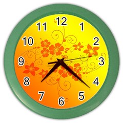 Flowers Floral Design Flora Yellow Color Wall Clocks