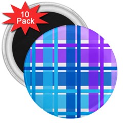 Gingham Pattern Blue Purple Shades 3  Magnets (10 Pack) 