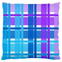 Gingham Pattern Blue Purple Shades Large Cushion Case (two Sides) by Amaryn4rt