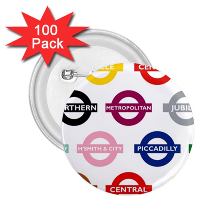 Underground Signs Tube Signs 2.25  Buttons (100 pack) 