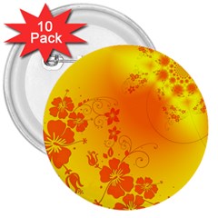 Flowers Floral Design Flora Yellow 3  Buttons (10 Pack)  by Amaryn4rt