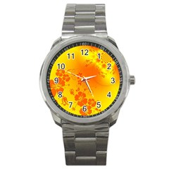 Flowers Floral Design Flora Yellow Sport Metal Watch by Amaryn4rt