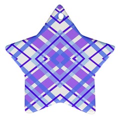 Geometric Plaid Pale Purple Blue Star Ornament (two Sides) by Amaryn4rt