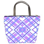 Geometric Plaid Pale Purple Blue Bucket Bags Back