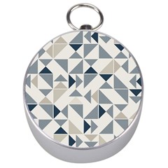 Geometric Triangle Modern Mosaic Silver Compasses