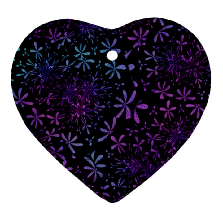 Retro Flower Pattern Design Batik Ornament (Heart)