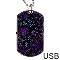 Retro Flower Pattern Design Batik Dog Tag Usb Flash (two Sides) by Amaryn4rt