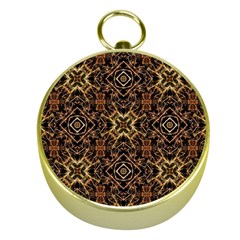 Tribal Geometric Print Gold Compasses