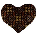 Tribal Geometric Print Large 19  Premium Flano Heart Shape Cushions Back
