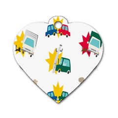 Accident Crash Car Cat Animals Dog Tag Heart (two Sides)