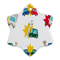 Accident Crash Car Cat Animals Ornament (snowflake)