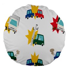 Accident Crash Car Cat Animals Large 18  Premium Round Cushions