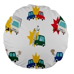 Accident Crash Car Cat Animals Large 18  Premium Flano Round Cushions Back