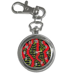 African Fabric Red Green Key Chain Watches