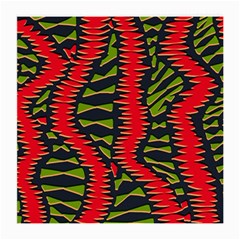 African Fabric Red Green Medium Glasses Cloth