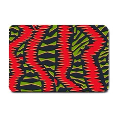African Fabric Red Green Small Doormat  by Alisyart