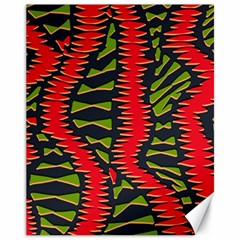 African Fabric Red Green Canvas 11  X 14   by Alisyart