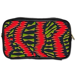 African Fabric Red Green Toiletries Bags