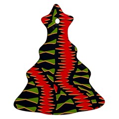 African Fabric Red Green Christmas Tree Ornament (two Sides)