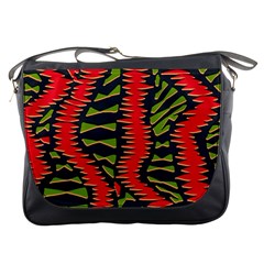 African Fabric Red Green Messenger Bags by Alisyart