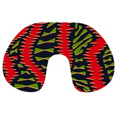 African Fabric Red Green Travel Neck Pillows by Alisyart