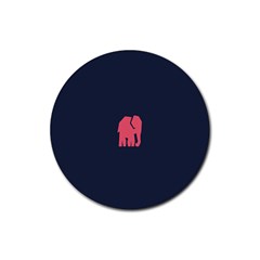 Animals Elephant Pink Blue Rubber Round Coaster (4 Pack)  by Alisyart