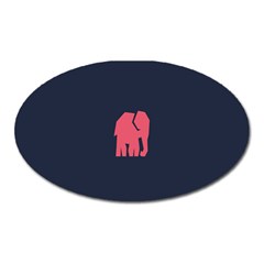 Animals Elephant Pink Blue Oval Magnet by Alisyart