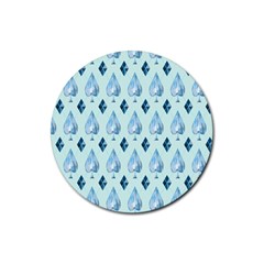 Ace Hibiscus Blue Diamond Plaid Triangle Rubber Coaster (round) 