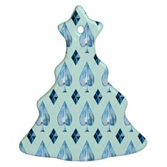 Ace Hibiscus Blue Diamond Plaid Triangle Ornament (christmas Tree) 