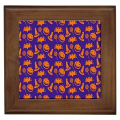 Witch Hat Pumpkin Candy Helloween Purple Orange Framed Tiles