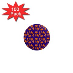 Witch Hat Pumpkin Candy Helloween Purple Orange 1  Mini Magnets (100 Pack)  by Alisyart