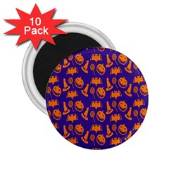 Witch Hat Pumpkin Candy Helloween Purple Orange 2 25  Magnets (10 Pack)  by Alisyart