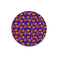 Witch Hat Pumpkin Candy Helloween Purple Orange Magnet 3  (round) by Alisyart