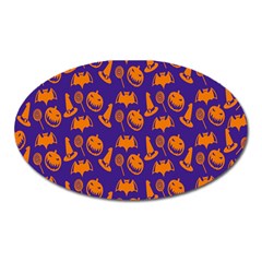 Witch Hat Pumpkin Candy Helloween Purple Orange Oval Magnet by Alisyart