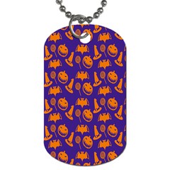 Witch Hat Pumpkin Candy Helloween Purple Orange Dog Tag (two Sides)
