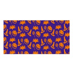 Witch Hat Pumpkin Candy Helloween Purple Orange Satin Shawl by Alisyart