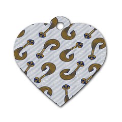 African Fabric Hair Wave Chevron Dog Tag Heart (two Sides)