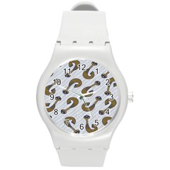 African Fabric Hair Wave Chevron Round Plastic Sport Watch (m)