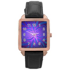 Background Brush Particles Wave Rose Gold Leather Watch 