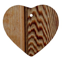 Wood Grain Texture Brown Heart Ornament (Two Sides)