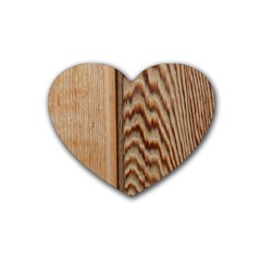 Wood Grain Texture Brown Rubber Coaster (Heart) 