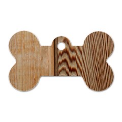 Wood Grain Texture Brown Dog Tag Bone (Two Sides)