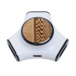 Wood Grain Texture Brown 3-Port USB Hub Front