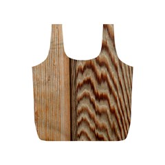 Wood Grain Texture Brown Full Print Recycle Bags (S) 