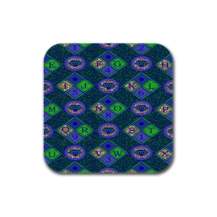 African Fabric Number Alphabeth Diamond Rubber Square Coaster (4 pack) 