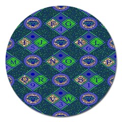African Fabric Number Alphabeth Diamond Magnet 5  (round)