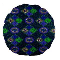 African Fabric Number Alphabeth Diamond Large 18  Premium Round Cushions