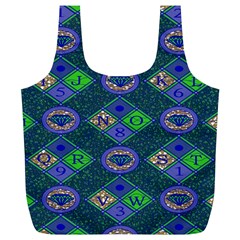 African Fabric Number Alphabeth Diamond Full Print Recycle Bags (l)  by Alisyart