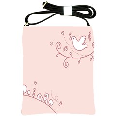 Bird City Sing Pink Notes Music Shoulder Sling Bags