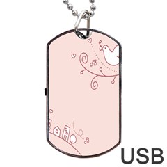 Bird City Sing Pink Notes Music Dog Tag Usb Flash (two Sides)